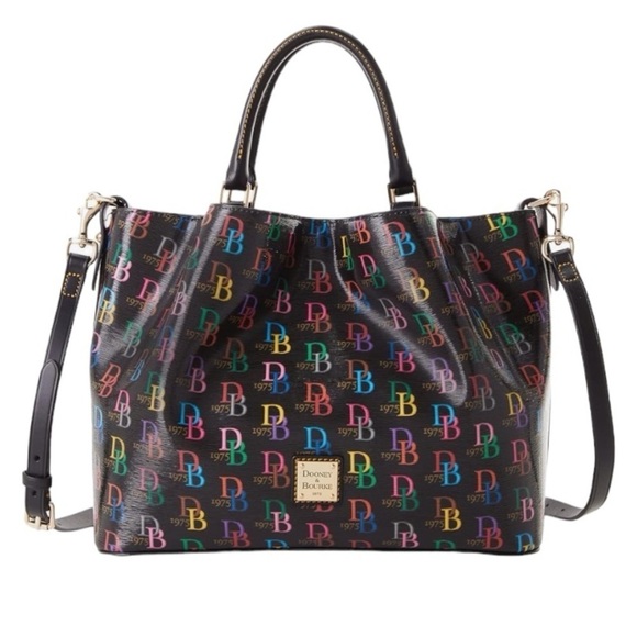 Dooney & Bourke DB75 Classic Black Multi Brenna Vibrant Beauty trendy handbag - Picture 1 of 9